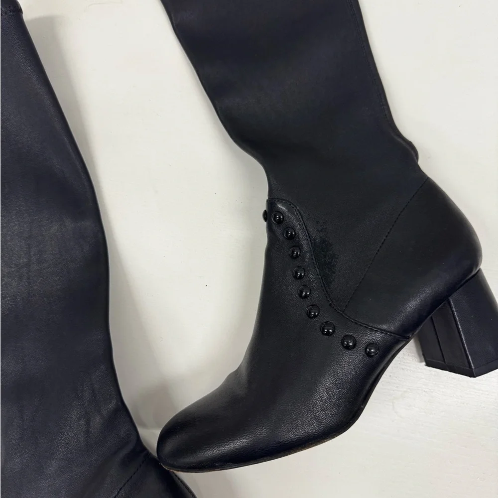 Coach Britney Pull on Boots, Black Leather Boots, Size 6, Button Details - Picture 6 of 11
